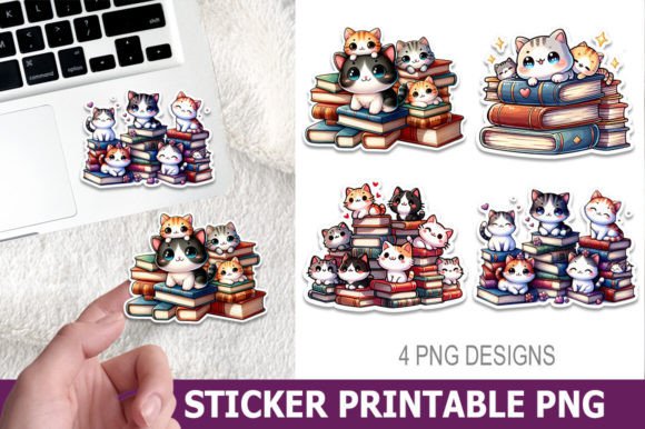 Download Halloween Cat and Books Stickers - Halloween Collection
