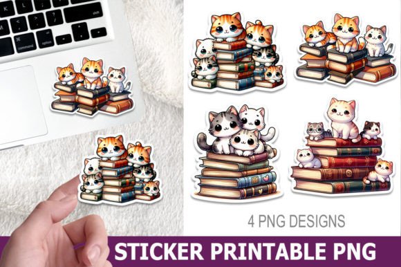 Download Halloween Cat and Books Stickers - Halloween Collection