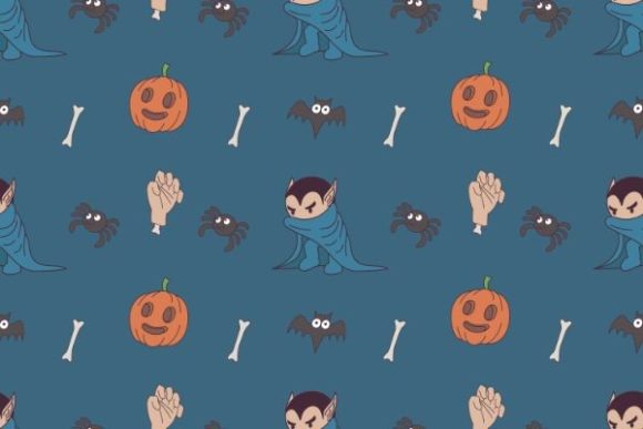 Download Seamless Pattern of Halloween Doodles - Halloween Collection
