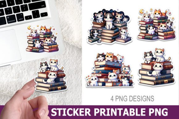 Download Halloween Cat and Books Stickers - Halloween Collection