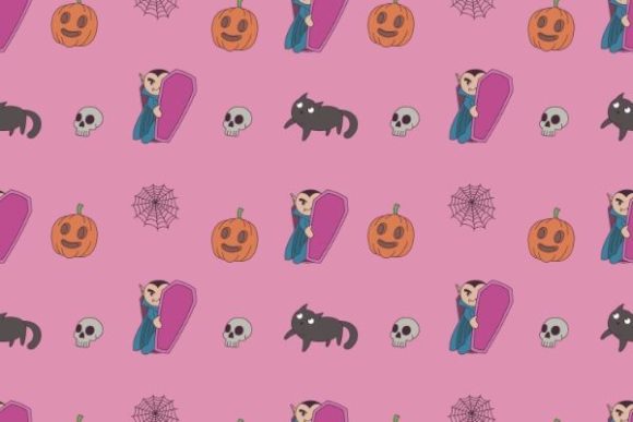 Download Seamless Pattern of Halloween Doodles - Halloween Collection