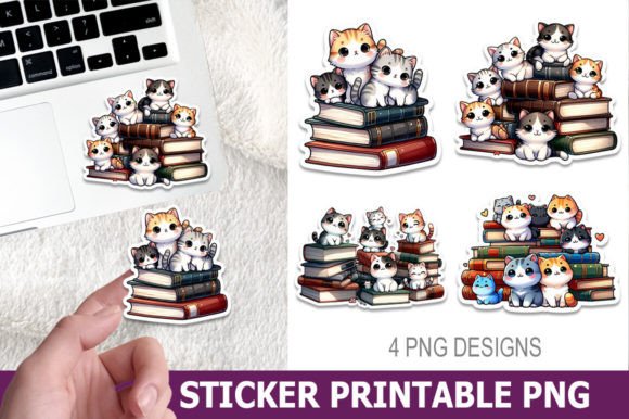 Download Halloween Cat and Books Stickers - Halloween Collection
