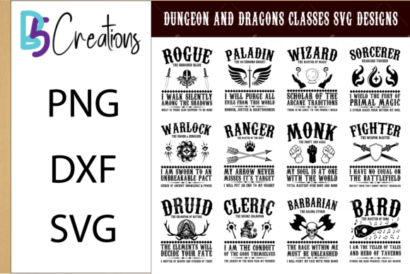 Download 12 DnD Classes SVG Designs - Svg designs Collection