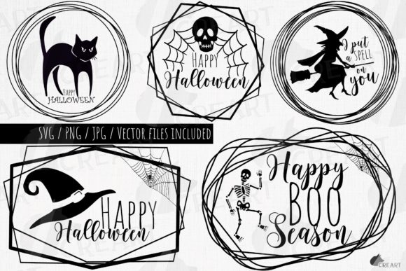 Download Halloween Greetings Black Wire Frames. - Halloween Collection