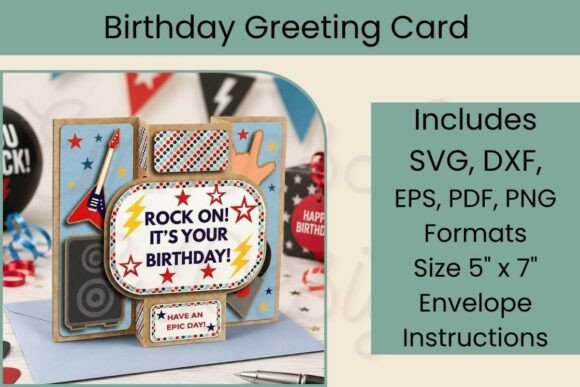 Download 3D Rock Music Birthday Card SVG File - Birthday card svg Collection