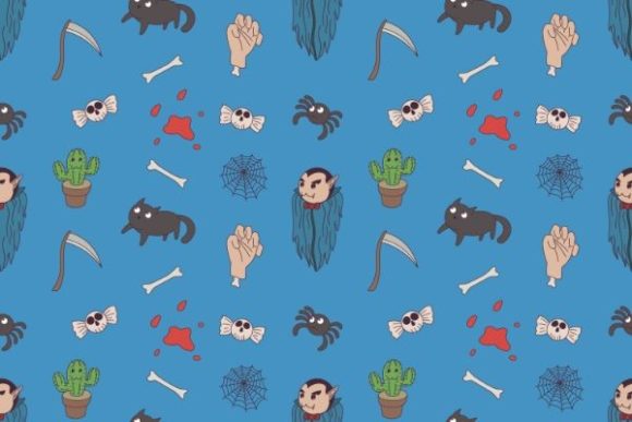 Download Seamless Pattern of Halloween Doodles - Halloween Collection